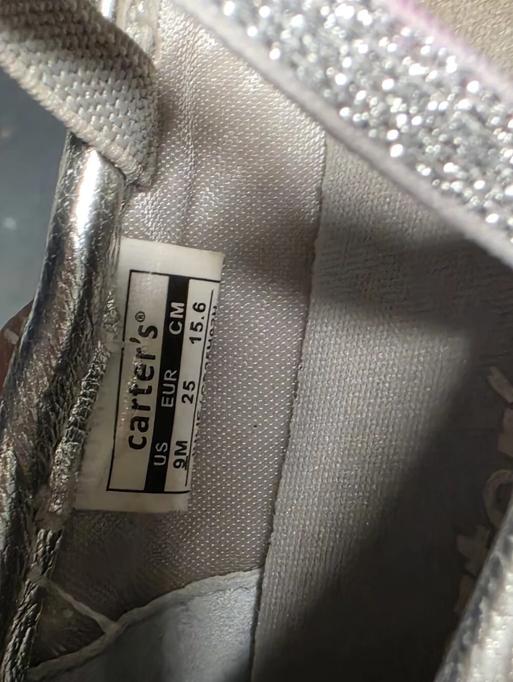 Carter's toddler silver metallic ballet flat shoes Girls 9 - 2024